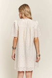 ADORA Ruffled Eyelet Round Neck Dress - Trendsi - Flyclothing LLC