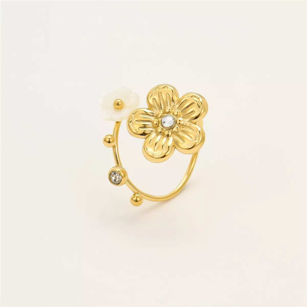 18K Gold-Plated Flower Open Ring - Trendsi - Flyclothing LLC
