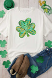 Lucky Clover Round Neck Short Sleeve T-Shirt - Trendsi - Flyclothing LLC