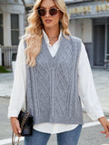 Cable Knit V-Neck Sweater Vest - Trendsi - Flyclothing LLC