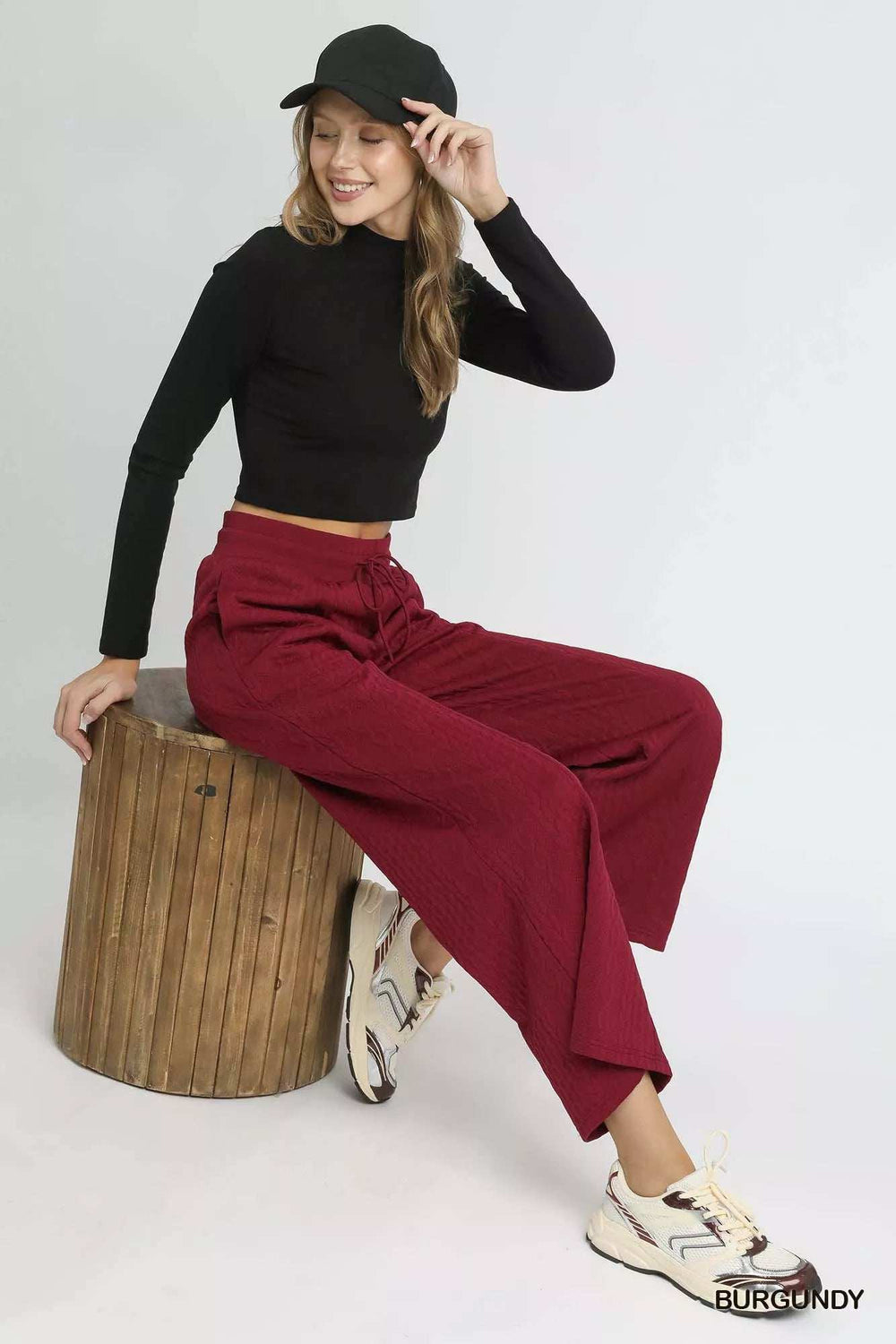 Umgee Cable Knit Textured Wide Leg Pants - Trendsi - Flyclothing LLC