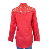 Rockmont Clothing Women’s Rhinestones & Scrolls Embroidery Western Shirt in Red - Rockmount Clothing - Flyclothing LLC