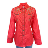 Rockmont Clothing Women’s Rhinestones & Scrolls Embroidery Western Shirt in Red - Rockmount Clothing - Flyclothing LLC