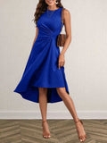 Ruched Round Neck Sleeveless Dress - Trendsi - Flyclothing LLC
