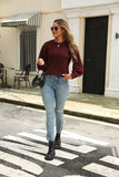 Tied Heathered Round Neck Long Sleeve Sweater - Trendsi - Flyclothing LLC
