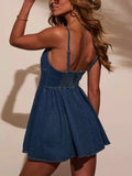 Smocked Back Adjustable Strap Denim Mini Dress - Trendsi - Flyclothing LLC