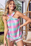 BiBi Multi Color Plaid Brushed Neck Tank - Trendsi - Flyclothing LLC