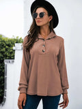 Half Button Long Sleeve T-Shirt - Trendsi - Flyclothing LLC