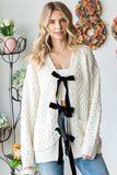 First Love Tie Closure Open Knit Cardigan - Trendsi - Flyclothing LLC