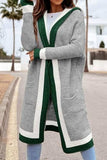 Pocketed Contrast Long Sleeve Hooded Cardigan - Trendsi - Flyclothing LLC