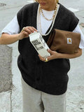 Button-Front Sweater Vest - Trendsi - Flyclothing LLC