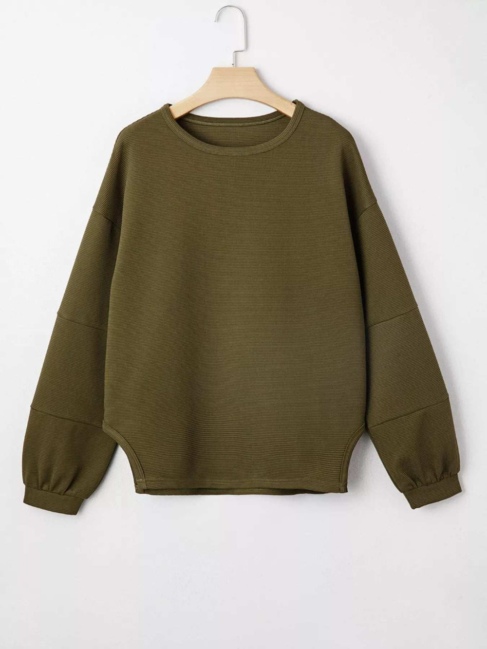 Ribbed Knit Oversized Sweatshirt - Trendsi - Flyclothing LLC