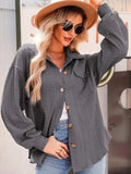 Textured Button Up Long Sleeve Shacket - Trendsi - Flyclothing LLC