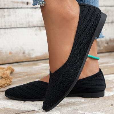 Mesh Point Toe Solid Color Slip-Ons - Trendsi - Flyclothing LLC