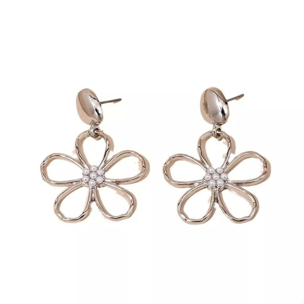 Alloy Flower Drop Earrings - Trendsi - Flyclothing LLC