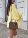 Oversized Knit Button-Down Batwing Sleeve Cardigan - Trendsi - Flyclothing LLC