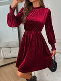 Glitter Mock Neck Long Sleeve Mini Dress - Trendsi - Flyclothing LLC