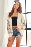 ADORA Full Size Contrast Crochet Open Front Long Sleeve Cardigan - Trendsi - Flyclothing LLC