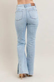 Judy Blue Full Size Tummy Control Vintage Wash Side Slit Slim Boot Jeans Plus Size - Trendsi - Flyclothing LLC