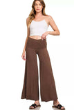 Zenana Fold Over Waist Comfy Wide Leg Pants - Trendsi - Flyclothing LLC