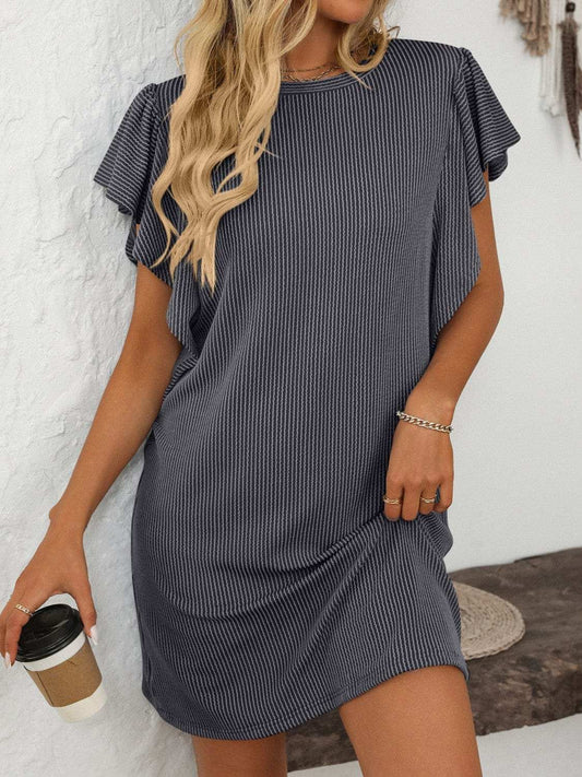 Mandy Ruffled Round Neck Short Sleeve Dress - Trendsi - Flyclothing LLC