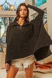 BiBi Vintage Washed Quilted Half Zip Top - Trendsi - Flyclothing LLC