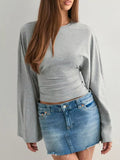 Full Size Long Sleeve Fitted T-Shirt Plus Size - Trendsi - Flyclothing LLC