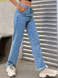 Raw Hem Jeans with Pockets - Trendsi - Flyclothing LLC