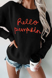 HELLO PUMPKIN Round Neck Long Sleeve Sweater - Trendsi - Flyclothing LLC