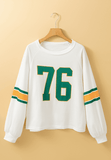 Number 76 Round Neck Long Sleeve Top - Trendsi - Flyclothing LLC