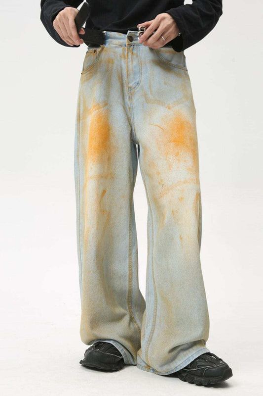 Waste Soil Wide Leg Jeans - Trendsi - Flyclothing LLC