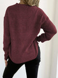 Textured Knit Relaxed Fit Round Neck Sweater - Trendsi - Flyclothing LLC