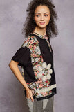 POL Lace Round Neck Short Sleeve Floral Pattern Top with Patch Detail - Trendsi - Flyclothing LLC