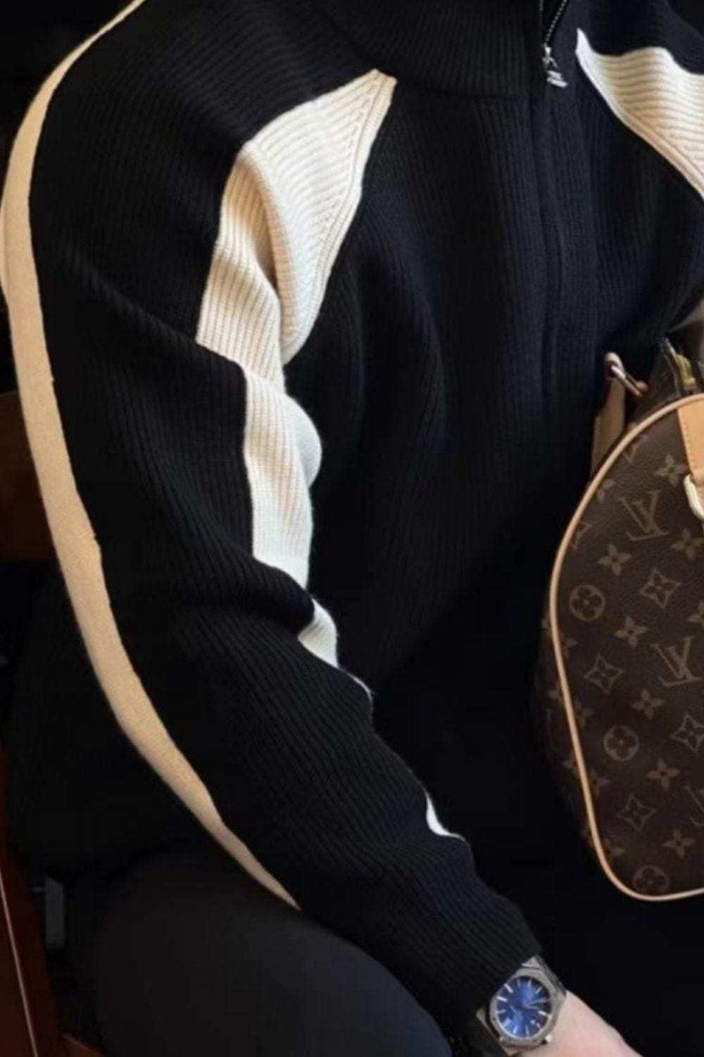 Men's Plus Size Zip Up Long Sleeve Cardigan - Trendsi - Flyclothing LLC