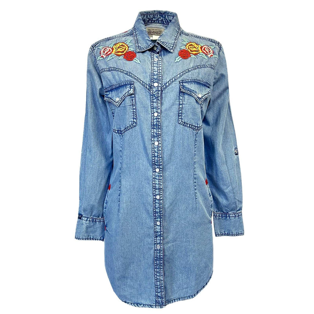 Rockmount Ranch Ware Women's Denim Western Dress with Floral Embroidery - Rockmount Clothing - Flyclothing LLC