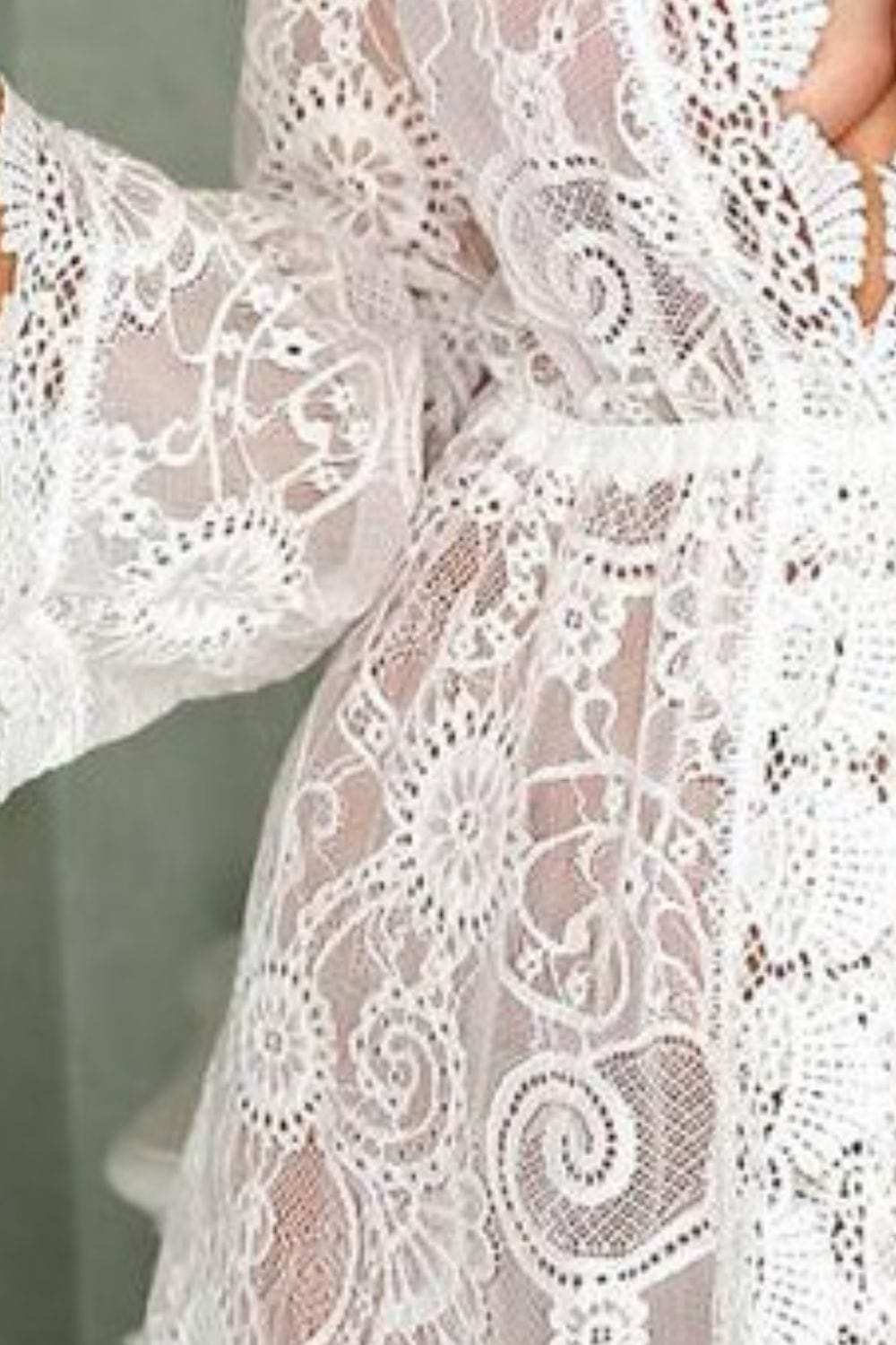V-Neck Lace Cover-Up Dress - Trendsi - Flyclothing LLC