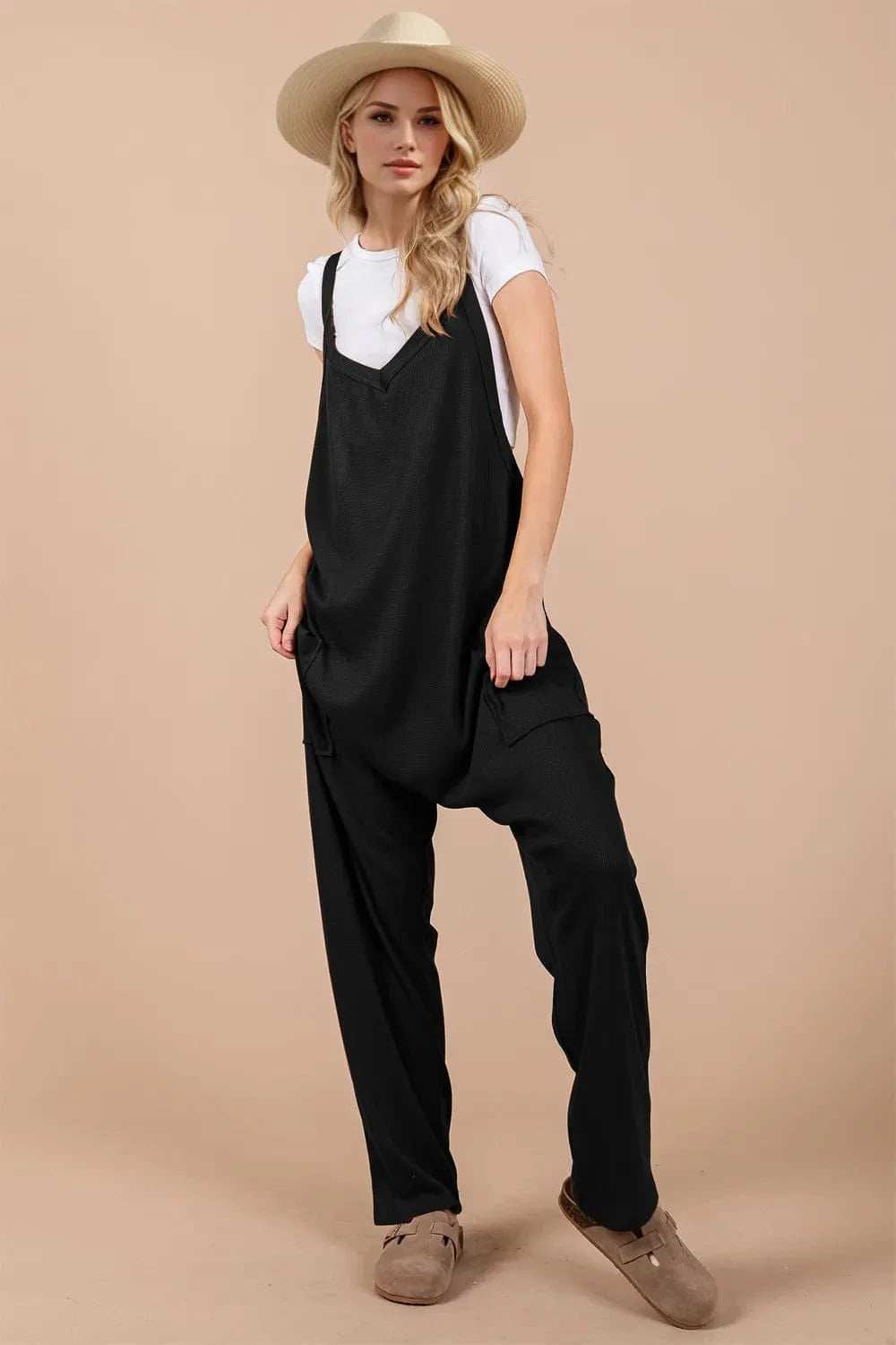 Oh Full Size V-Neck Wide Strap Overalls with Pockets - Trendsi - Flyclothing LLC