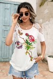 Lace Detail Round Neck Cold Shoulder Blouse - Trendsi - Flyclothing LLC