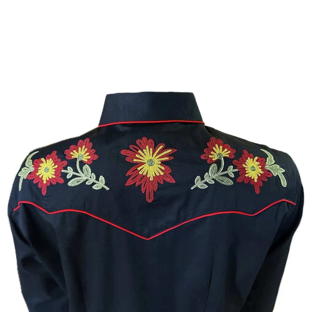 Rockmont Clothing Women's Black Vintage Floral Embroidered Western Shirt - Rockmount Clothing - Flyclothing LLC