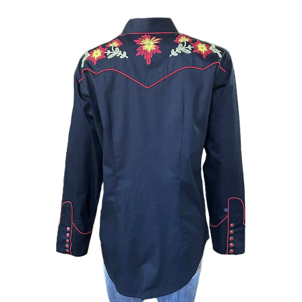 Rockmont Clothing Women's Black Vintage Floral Embroidered Western Shirt - Rockmount Clothing - Flyclothing LLC