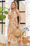 ADORA Smocked Back Floral Adjustable Strap Midi Dress - Trendsi - Flyclothing LLC
