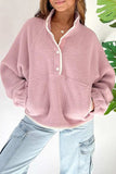 Half Snap Long Sleeve Sweatshirt with Side Slit Pockets - Trendsi - Flyclothing LLC