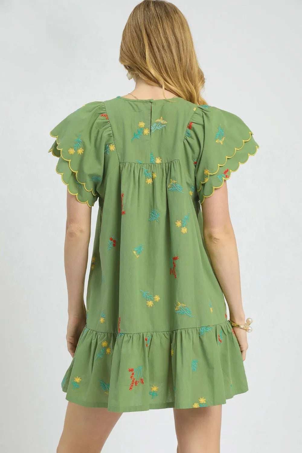 Umgee Floral Embroidered Short Sleeve Mini Dress - Trendsi - Flyclothing LLC
