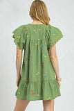 Umgee Floral Embroidered Short Sleeve Mini Dress - Trendsi - Flyclothing LLC