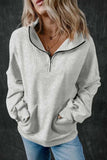 Half Zip Long Sleeve Sweatshirt - Trendsi - Flyclothing LLC