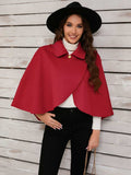 Collared Neck Cropped Cape - Trendsi - Flyclothing LLC