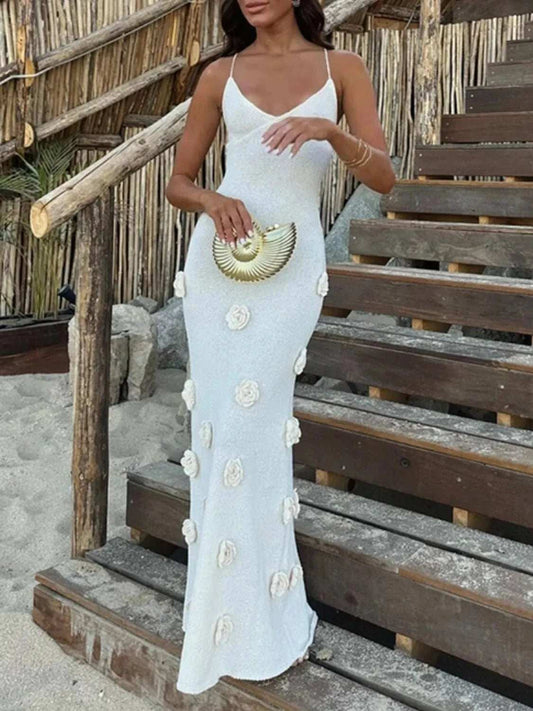 Flower Maxi Sweater Cami Dress - Trendsi - Flyclothing LLC