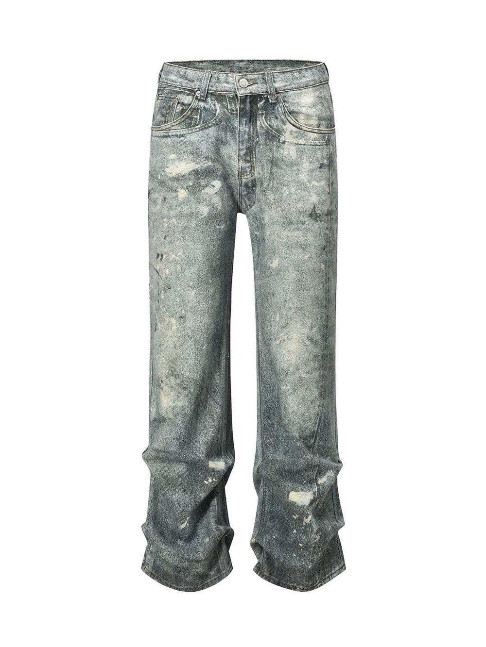 Men's Washed Printed Straight Jeans - Trendsi - Flyclothing LLC
