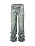 Men's Washed Printed Straight Jeans - Trendsi - Flyclothing LLC