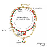 Christmas Double-Layer Necklace with Colorful Beads and Pendant - Trendsi - Flyclothing LLC